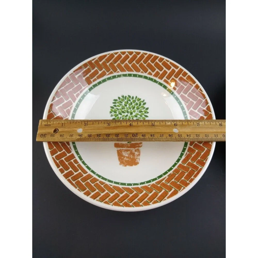 Pier 1 England Topiary w Brick Set Of 2 Salad Pasta or Soup Bowls Angleterre